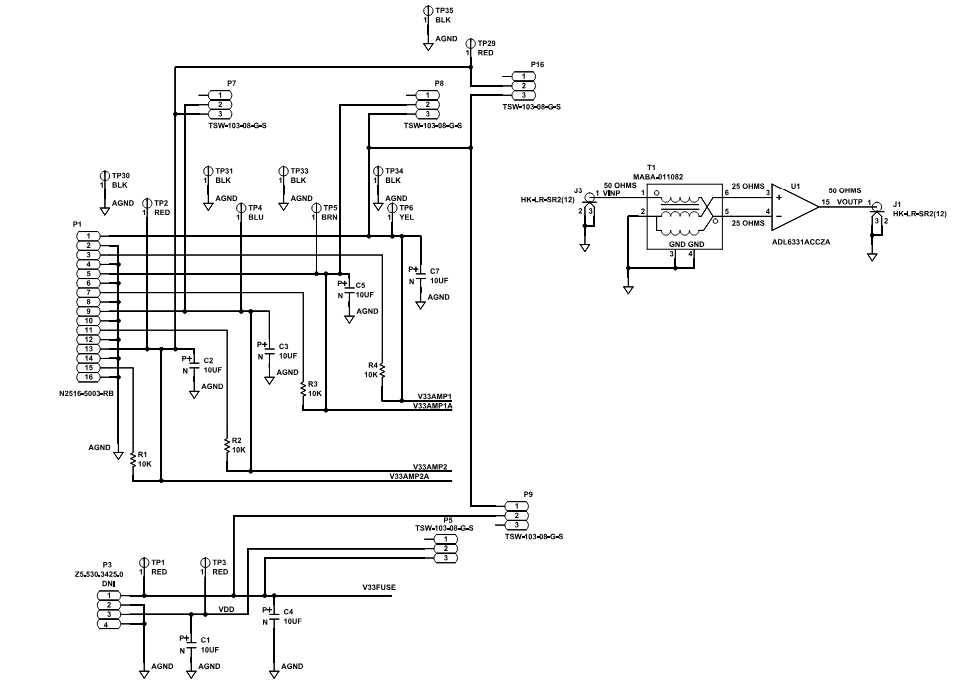 回路図 - Analog Devices Inc. ADL6331-EVALZA評価ボード